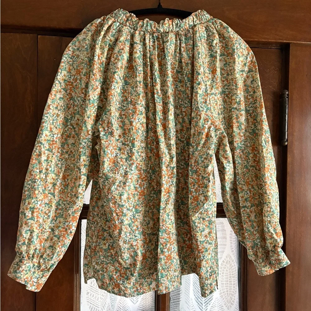 Rails Amal Relaxed Tie Neck in Cassia Multicolor Cotton Blend Floral Blouse
